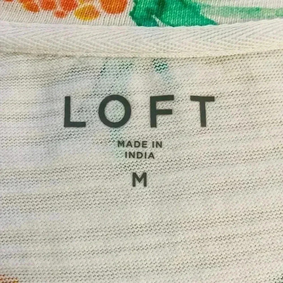 LOFT Women's Pineapple Print White Sweatshirt 100% Cotton Long Sleeves Size M - Picture 3 of 6